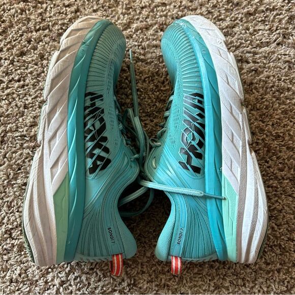 Hoka One Bondi 7 Road Running Shoes Aquarelle Eggshell Blue Size 11 - Picture 3 of 13